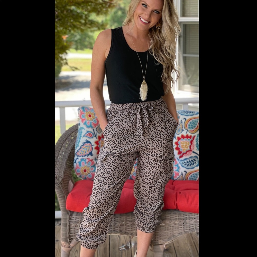Tan Leopard Jogger